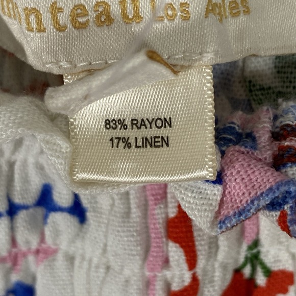 Monteau LA Smocked Crop Top Size XL White Short Sleeve Beach Casual Boho Cottage - Picture 8 of 10